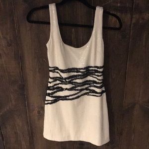 BEBE Black and white sequin dress